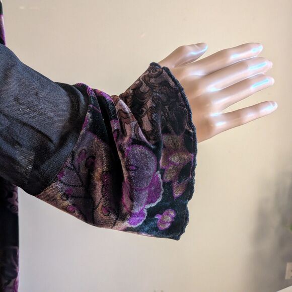 Vintage Y2K Worthington Floral Velvet Top Bell Sleeves Whimsygoth Fairycore XL - Picture 7 of 9